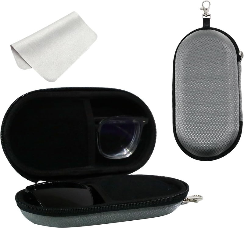 FlyingMage Store Double Eyeglasses Case, Hard Shell Dual Sunglasses Organizer with Zipper Clip Travel Glasses Storage for Women Men - Image 1